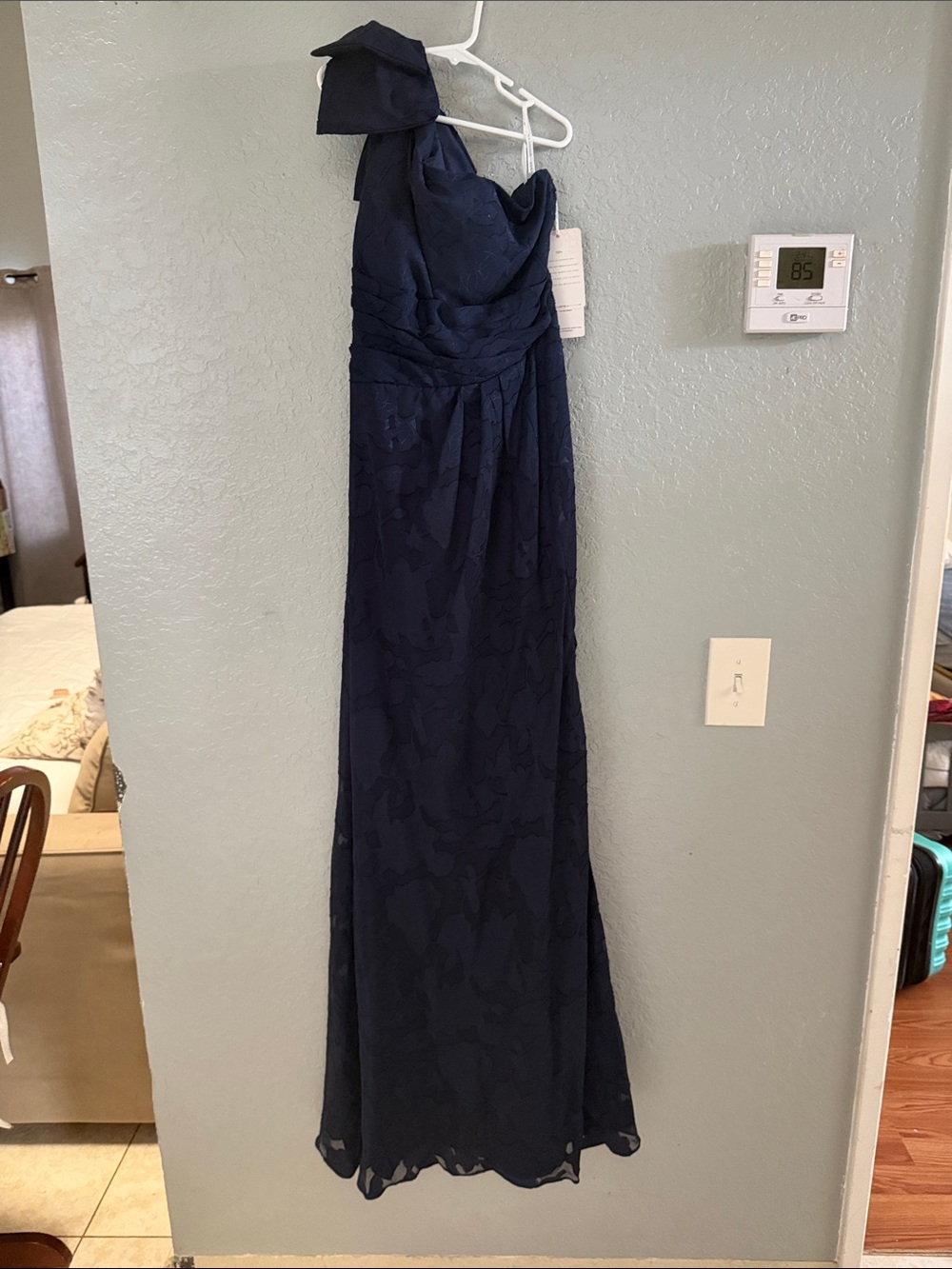 Navy One-Shoulder Evening Dress size 8